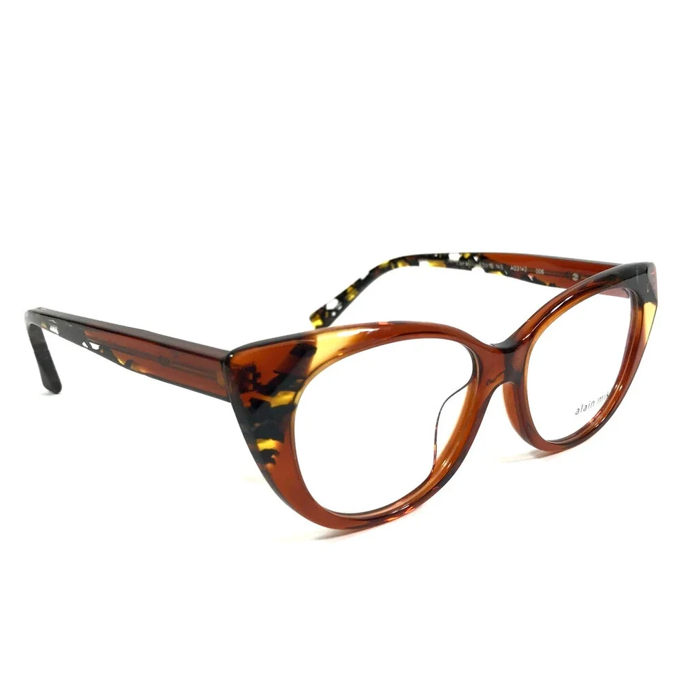Alain Mikli Eyeglasses Frames Coralti A03142 006 Brown Yellow Mosaic 52-15-145